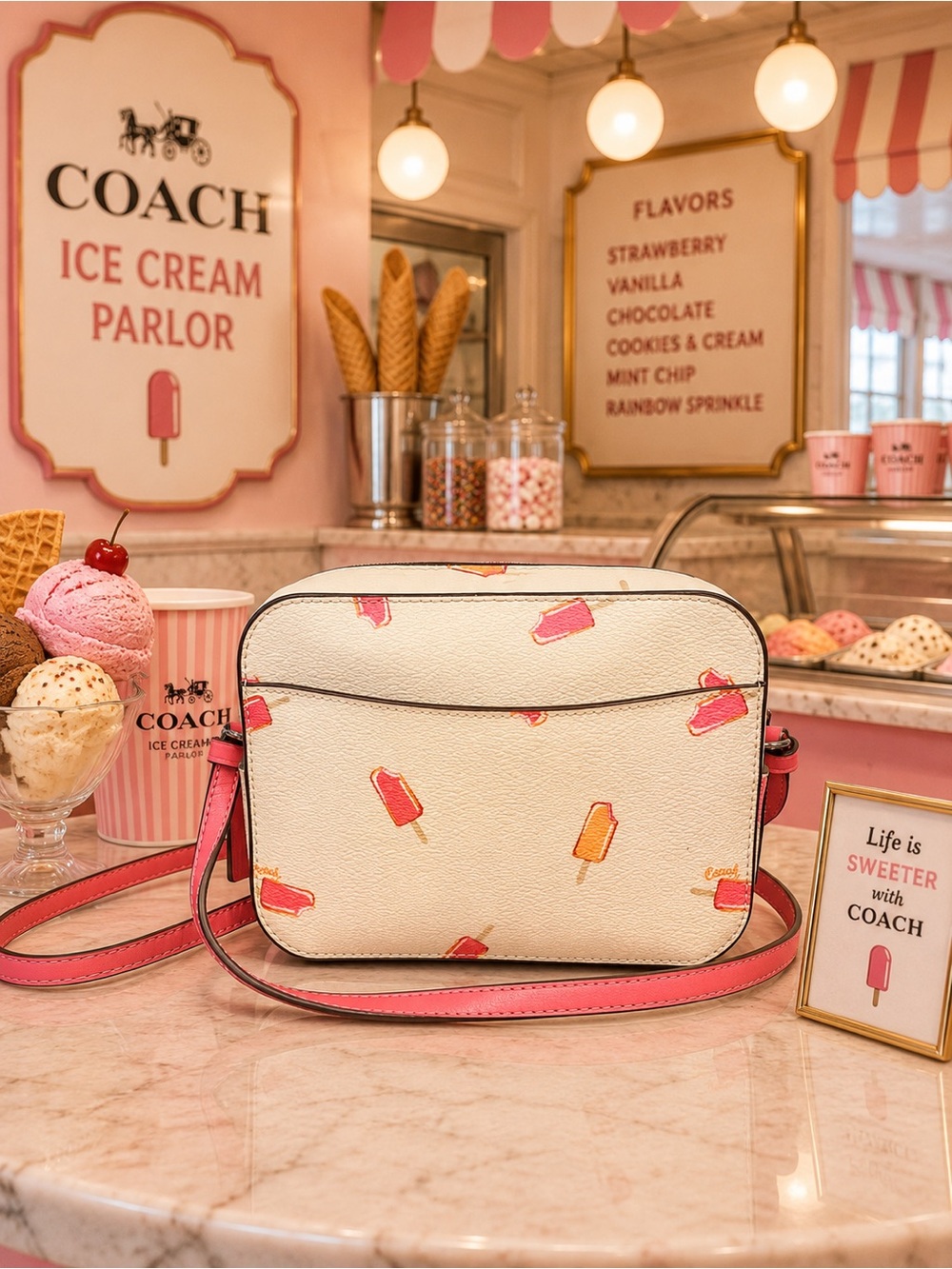 Coach Popsicle Print Mini Camera Crossbody Bag W/ Coach Satin Dust Bag EUC - Picture 5 of 14